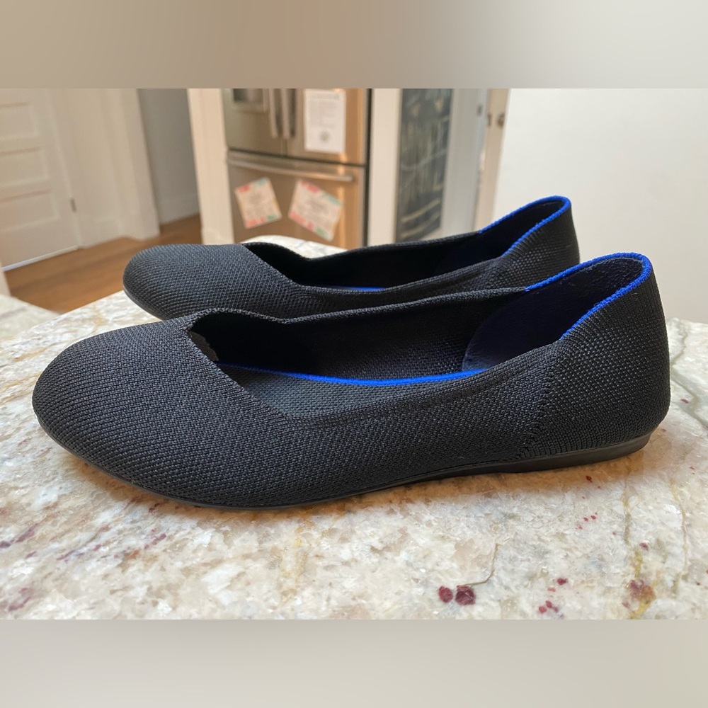 ROTHYS Round Toe Black Flats Size 6